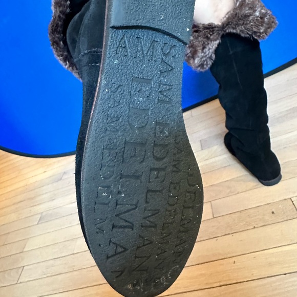 Sam Edelman suede boots over the knee size 8 1/2 low heel - Picture 4 of 7